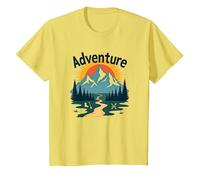 Adventure Awaits: Jackson Hole Mountain Outdoor Exploration T-Shirt, Kids, Lemon, 12 Years