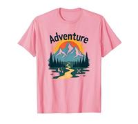 Adventure Awaits: Jackson Hole Mountain Outdoor Exploration T-Shirt, Men, Pink, S