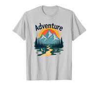 Adventure Awaits: Jackson Hole Mountain Outdoor Exploration T-Shirt, Men, Silver, S