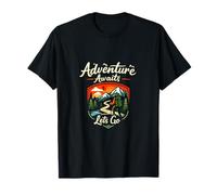 Adventure Awaits Lets Go Camping Mountain Badge T-Shirt