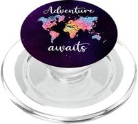 Adventure Awaits Mandala World Map Travel Outdoor Camping PopSockets PopGrip for MagSafe