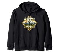 Adventure Awaits Mountain Nature Hiking Outdoor Retro Zip Hoodie