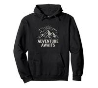 Adventure Awaits Mountain Sunrise Graphic Outdoors Pullover Hoodie