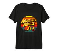 Adventure Awaits Retro Camping Tent Campfire Premium T-Shirt