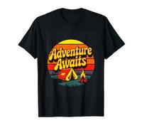 Adventure Awaits Retro Camping Tent Campfire T-Shirt