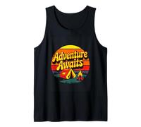 Adventure Awaits Retro Camping Tent Campfire Tank Top