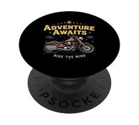 Adventure AWAITS RIDE THE WIND Vintage Motorcycle Adventure PopSockets Adhesive PopGrip