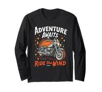 Adventure Awaits Ride The Wind Vintage Motorcycle Long Sleeve T-Shirt