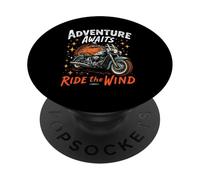 ADVENTURE AWAITS RIDE The WIND Vintage Motorcycle PopSockets Adhesive PopGrip
