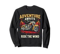 ADVENTURE AWAITS RIDE THE WIND Vintage Motorcycle Sweatshirt