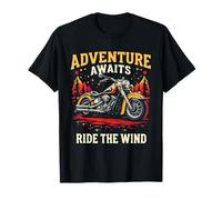 Adventure Awaits Ride THE Wind Vintage Motorcycle T-Shirt