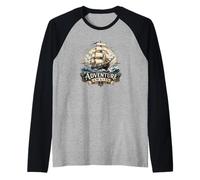 Adventure Awaits Sailing Ship Ocean Voyage Nautical Raglan Baseball Tee