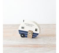 'Adventure Awaits' Wooden Caravan Decoration, Size 12.5cm