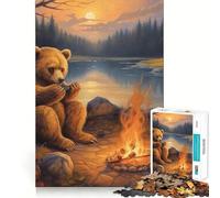 Adventure Bear Camping 1000 Piece Jigsaws for Adults Puzzle DownTime Game Decompress Fun Challenge Fine Art (38x26cm)
