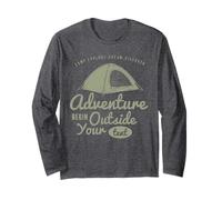 Adventure Begin Outside Your Tent Camping Outdoor Quote Long Sleeve T-Shirt