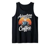 Adventure Begins After Coffee Quote Sun Tank Top