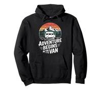Adventure Begins In The Van Camper Mountain Sunset Pullover Hoodie
