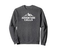 Adventure Calls Mountain Peaks Outdoor Explorer Sweatshirt, Adult Unisex, Dark Heather Grey, L