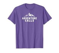 Adventure Calls Mountain Peaks Outdoor Explorer T-Shirt, Men, Purple Heather, 3XL