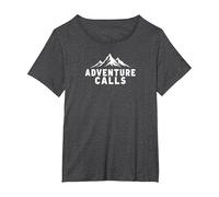 Adventure Calls Mountain Peaks Outdoor Explorer T-Shirt, Women's Plus, Dark Heather Grey, 4X