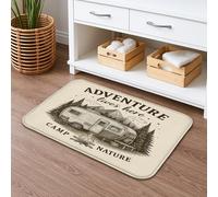 Adventure Camp Nature Quick Dry Bath Mat, Vintage Trailer Forest Absorbent Non Slip Shower Mat, Rustic Flannel Washable Bath Rugs for Bathroom 16x24 Inch