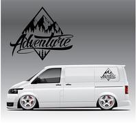 Adventure Camper Van Vinyl Sticker Motorhome Decal Mountain Compass Black