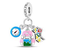 Adventure Charm Trio 925 Sterling Silver Dangle Charm for European Fashion Bracelet Necklaces Wedding Day Valentine's Day Jewelry Gift for Sister Family Wife