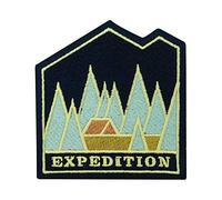 Adventure Collection: Expedition Camping in The Forest Patch Iron On | Hiking Outdoor Patches, Tree Mountains Embroidery, Hiker Applique, Sew-On for Backpacks