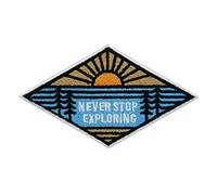 Adventure Collection - Never Stop Exploring: Mountains, Sun & Trees Iron-On Patches | Outdoor Hiking Embroidery Patches for Backpacks - Ironable & Home Decor