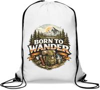 Adventure Embracing Nature's Call Gym Sack Casual Drawstring Bag White