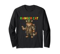 Adventure Explorer Kitty Wilderness Cartoon Character Art Long Sleeve T-Shirt