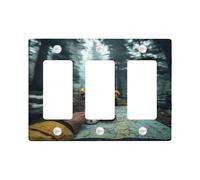 Adventure Forest Light Switch Cover Plates/Outlet Covers, Misty Green Hiking Scene for Wall Decor, Thermoplastic Wall Plates, Standard Size 3 Gang Wall Plate