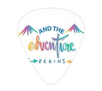 Adventure Guitar Picks Picks 12 Pack with Thin Box,Colorful Calligraphic Design with Abstract Mountains and Arrow Figures Journey,Special Guitar Plectrums Gift Set for Guitarist