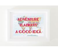 Adventure is always a good idea print | A4 size | World map print | Gift for those who love to travel