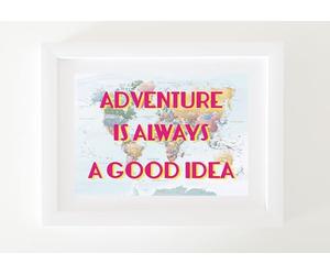 Adventure is always a good idea print | A4 size | World map print | Gift for those who love to travel