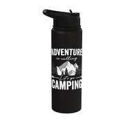 Adventure is Calling Let's go Camping Funny Camping Stainless Steel Insulated Water Bottle