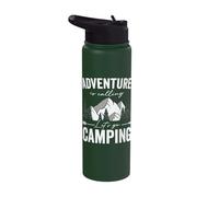 Adventure is Calling Let's go Camping Funny Camping Stainless Steel Insulated Water Bottle