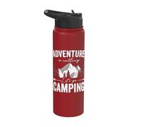 Adventure is Calling Let's go Camping Funny Camping Stainless Steel Insulated Water Bottle