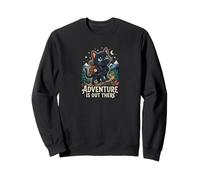 Adventure Is Out There - Cute Black Cat Hiking and Camping Sweatshirt
