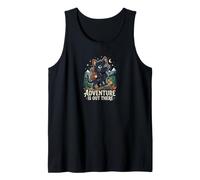 Adventure is Out There - Cute Black Cat Hiking and Camping Tank Top