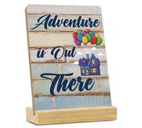 Adventure is out There Desk Decor Rustic Plaque with Wood Stand, Teen Room Theme Decor, Decorative Wood Sign for Home Shelf Decor