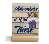 Adventure is out There Desk Decor Rustic Plaque with Wood Stand, Teen Room Theme Decor, Decorative Wood Sign for Home Shelf Decor