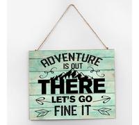 Adventure Is Out There Let's Go Find It Wood Sign Plaque Farmhouse Offices Shelf Décor Wood Plaque Decorative Wooden Plaque for Bedroom Bathroom 10x12 Inch