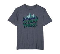 Adventure is Out There Mountain Camping T-Shirt, Men's Big and Tall, Heather Blue, 5X Tall