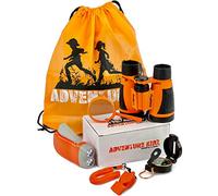 Adventure Kidz - Outdoor Exploration Kit Age 3+, Children’s Toy Binoculars, Torch, Compass, Fox Whistle, Magnifying Glass, Backpack. Great Kids Gift Set for Camping, Hiking, Educational and Pretend Play.