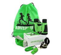 Adventure Kidz Outdoor Exploration Kit, Children’s Binoculars, Flashlight, Compass, Fox Whistle, Magnifying Glass, Backpack. Great Gift Set for Educational, Pretend Play, Ages 3+ Boys Girls (Lime)