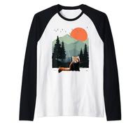 Adventure Landscape Mountain Sunset Wild Animal Red pandas Raglan Baseball Tee