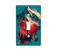 Adventure Mountain Light Switch Cover Plate/Outlet Covers, Vibrant Red and Teal with Nature Scene, Artful Design for Home Decor, Thermoplastic Wall Plates, Standard Size Single Toggle