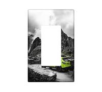 Adventure Mountain Light Switch Cover Plates/Outlet Covers, Vibrant Lime Green SUV for Home Decor, Thermoplastic Wall Plates, Standard Size Single Rocker