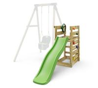 Adventure Pack Add-On Wooden Platform With 6Ft Slide For Rebo Swing Sets - Light Green